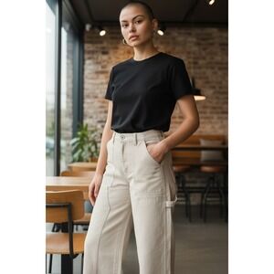 Balm‎ Wears Carpenter Jeans Beige Wide Leg Pockets Ethical CLEAN Small